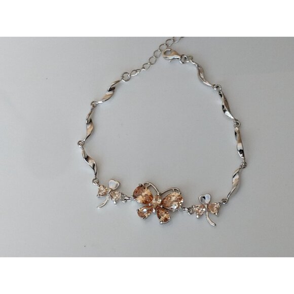 Butterfly Bracelet Sterling Silver and Genuine Amethyst, Purple, Green, Yellow - Picture 4 of 5